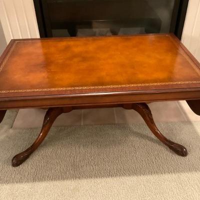 Imperial Furniture Leather Top Drop Leaf Coffee Table