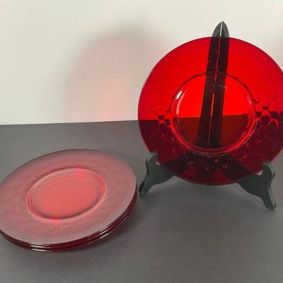 Fenton Georgian Ruby Red Glass Plates