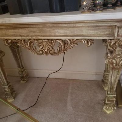 Hollywood Regency marbletop sofa or console table