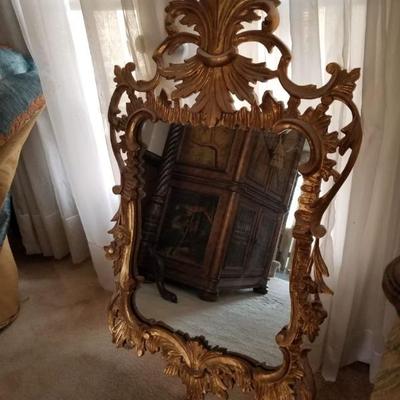 Hollywood Regency style gilt brass mirror