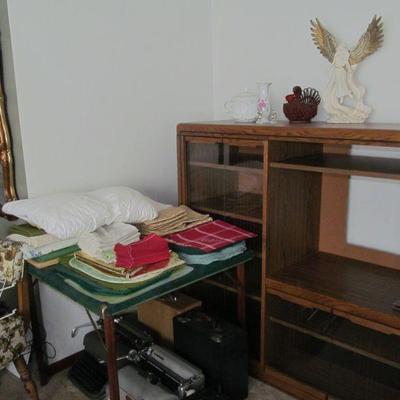 TV stand; table covers; card tables