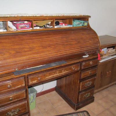 roll top desk; microwave oven stand