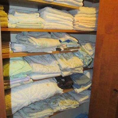 linen, towels, sheets, bed ruffles, mattress pads