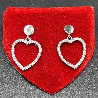 925 Silver w/ Diamond Chip Earrings, TW 2g