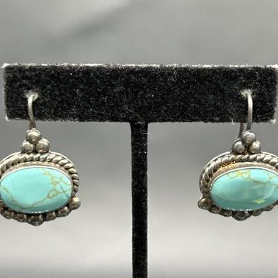 925 Silver & Turquoise Earrings, TW 15.82g