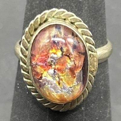 Texico Ring w/ Fire Opal Stone from Mexico, Size 5