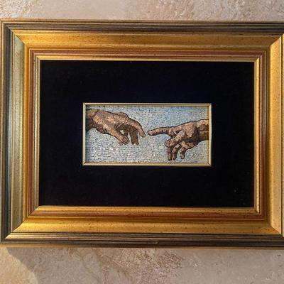 Italian mosaic of Michelangelo's hands