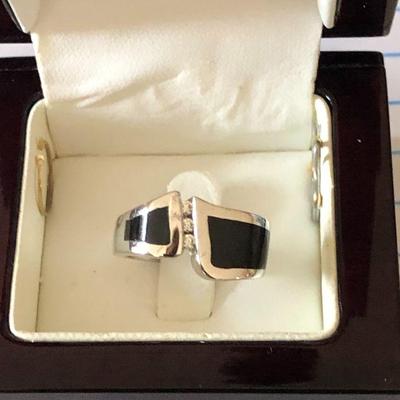 Bernard Passman Ring - Gold with diamond and onyz