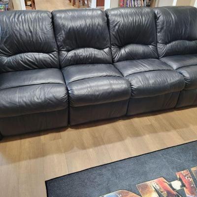 Black Leather Reclining Sofa