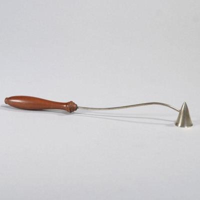 TIFFANY & CO. STERLING SNUFFER | Sterling silver candle snuffer with a wooden handle, marked 
