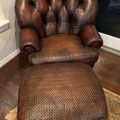Bernhardt Full leather chair @ ottoman 