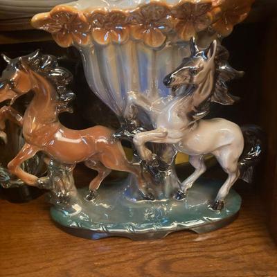 Lusterware Porcelain Horse Figurine