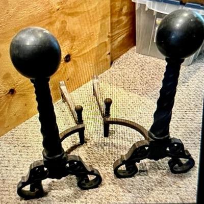 Old Cast Iron Andirons 