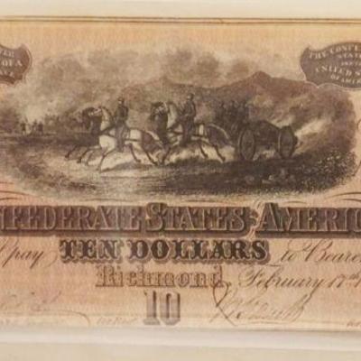 1054	1864 CONFEDERATE STATES OF AMERICA PAPER NOTE 10 DOLLAR
