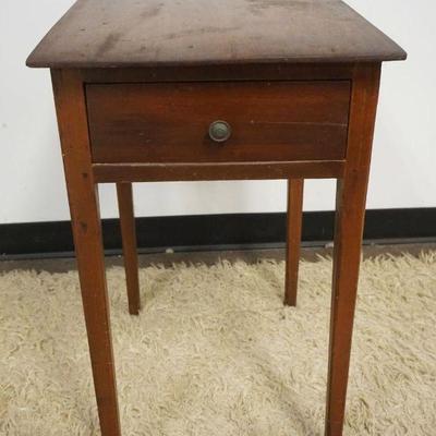 1158	ANTIQUE CHERRY ONE DRAWER STAND W/PIN CONSTRUCTION, APPROXIMATELY 17 IN X 20 IN X 28 IN HIGH

