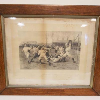 1255	LARGE FRAMED PRINT *A FOOTBALL MATCH* 1890, FOXING ON PRINT, WH OVEROUND, APPROXIMATELY 26 IN X 31 IN
