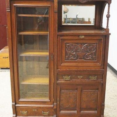 1186	VICTORIAN CARVED SIDE BY SIDE BOOKCASE & FALL FRONT DESK
