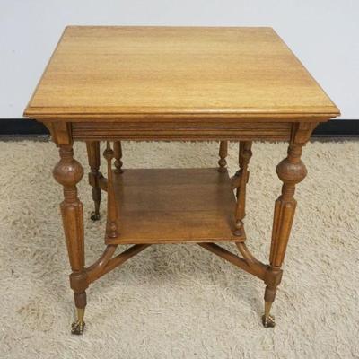 1218	VICTORIAN OAK PARLOR TABLE W/BALL & CLAW FEET, APPROXIMATELY 28 IN SQUARE X 31 IN HIGH

