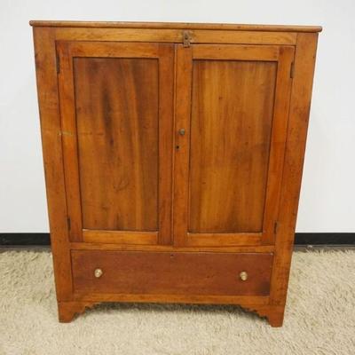 1162	PRIMITIVE COUNTRY PINE 2 DOOR ONE DRAWER CUPBOARD, APPROXIMATELY 20 IN X 44 IN X 55 IN HIGH
