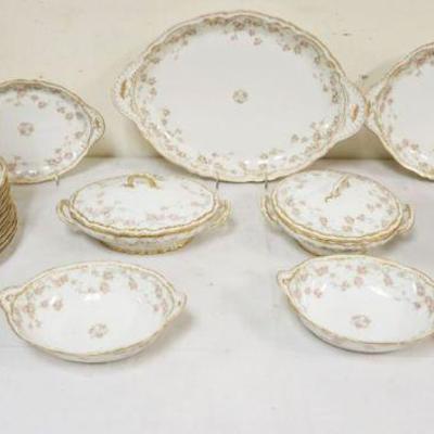 1077	THEODORE HAVILAND LIMOGE ASSORTED CHINA 44 PIECES, 3 OVAL PLATTERS LARGEST APPROXIMATELY 13 IN X 19 IN, 12-9 3/4 IN PLATES, 12-8 3/4...