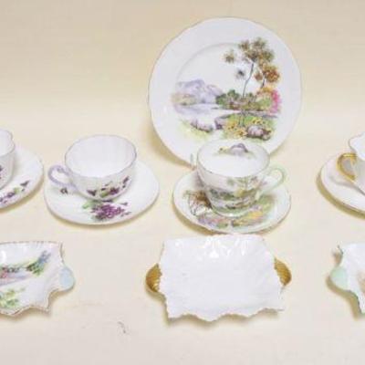 1116	SHELLEY BONE CHINA ENGLISH CUPS & SAUCERS, SMALL TRAYS & LUNCHEON SET
