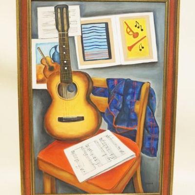 1252	OIL PAINTING ON CANVAS *MUSICAL MOOD* SIGNED BETTY, APPROXIMATELY 24 IN X 34 IN
