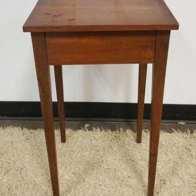 1156	PRIMITIVE MAHOGANY ONE DRAWER STAND, TAPERED LEG, APPROXIMATELY 15 1/2 IN SQUARE X 26 1/2 IN HIGH
