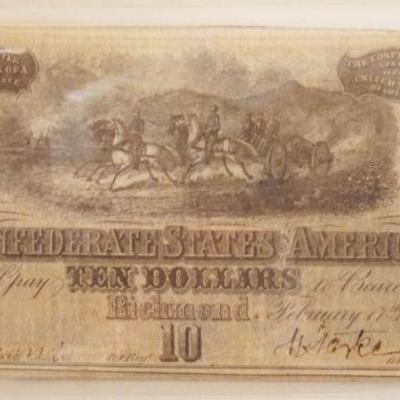 1049	CIVIL WAR CSA 10 DOLLAR PAPER NOTE RICHMAND 1864
