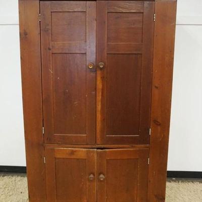 1161	COUNTRY PINE PRIMITIVE 4 DOOR CUPBOARD W/PIN CONTRUCTED PANELED DOORS, APPROXIMATELY 50 IN X 20 IN X 78 IN HIGH
