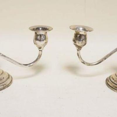 1043	PAIR STERLING SILVER WEIGHTED CANDLELABRA, APPROXIMATELY 6 IN X 10 IN
