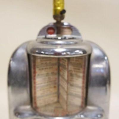 1250	VINTAGE CHROME SEEBURG JUKEBOX RESTAURANT MUSIC SELECTER CONVERTED TO LAMP, APPROXIMATELY 13 IN X 6 IN X 19 IN HIGH

