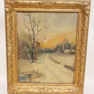 1257	OIL PAINTING ON BOARD SIGNED L GARFINKEL, PAINT LOSS, APPROXIMATELY 21 IN X 26 IN OVERALL
