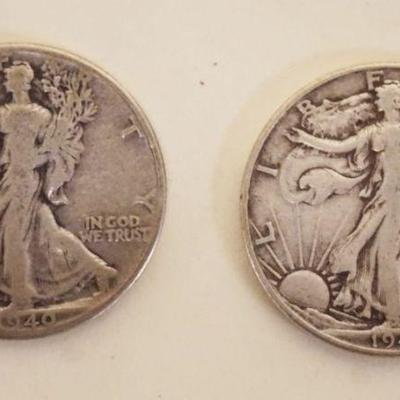 1055	2 SILVER WALKING LIBERTY HALF DOLLARS 1940 & 1946

