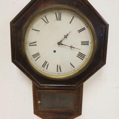 1098	ANTIQUE SCHOOL HOUSE CLOCK ATKINS CLOCK CO, GLASS LOOSE IN CLOCK FACE BEZEL, APPROXIMATELY 17 IN X 25 IN HIGH
