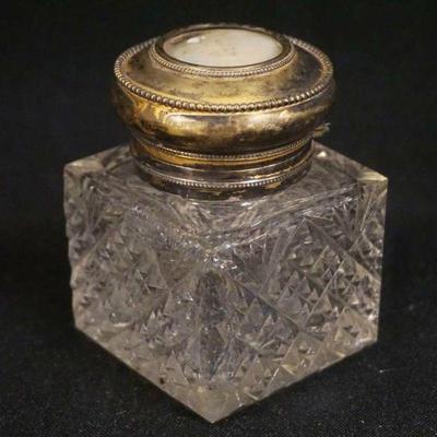 1044	GUT GLASS INKWELL W/STERLING TOP
