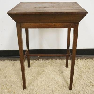 1159	ANTIQUE WALNUT LIFT TOP SEWING STAND, APPROXIMATELY 16 IN X 20 IN X 20 IN HIGH
