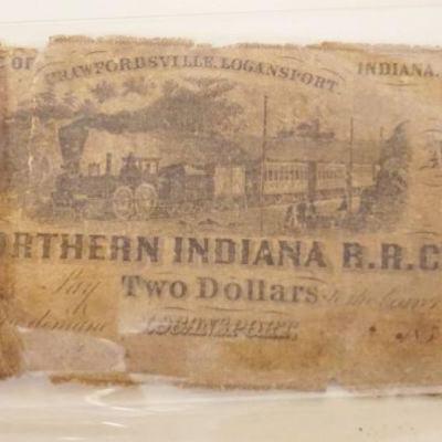1047	NORTHERN INDIANA RR CO 2 DOLLAR NOTE CA 1850
