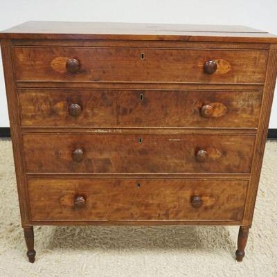 1191	ANTIQUE 4 DRAWER CHEST W/REEDED SIDES & TURNED LEGS, APPROXIMATELY 40 IN X 20 IN X 40 IN HIGH
