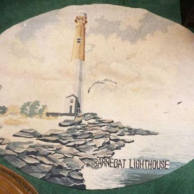 1071	ANTIQUE OVAL BARNEGAT LIGHTHOUSE RUG, APPROXIMATELY 35 IN X 47 IN
