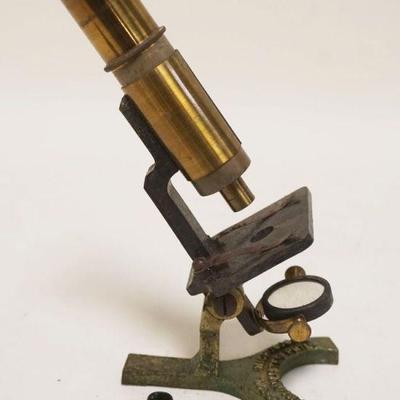 1094	ANTIQUE MINIATURE BRASS MICROSCOPE *UNIVERSAL MICROSCOPE*, APPROXIMATELY 8 IN HIGH
