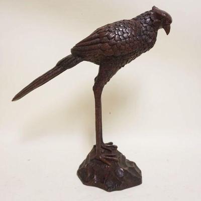1005A	LARGE BRONZE BIRD W/STORK LEGS STANDING ON ROCK, APPROXIMATELY 18 IN HIGH
