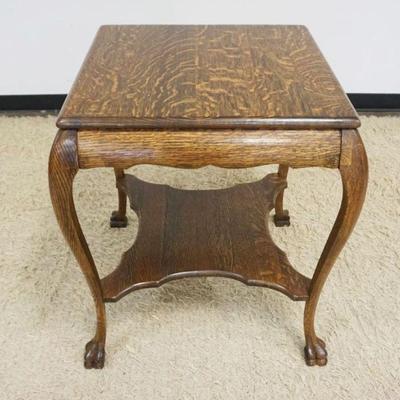 1217	VICTORIAN OAK PAW FOOT PARLOR TABLE, APPROXIMATELY 27 IN SQUARE X 31 IN HIGH
