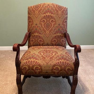 Wood and tapestry arm chair