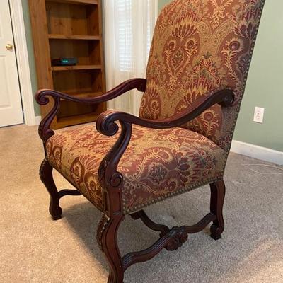 Wood and tapestry arm chair