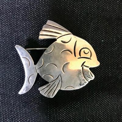 Sterling silver fish pin