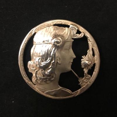 Sterling silver art nouveau style pin