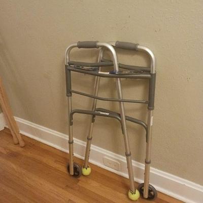 Two wheel folding rolling walker