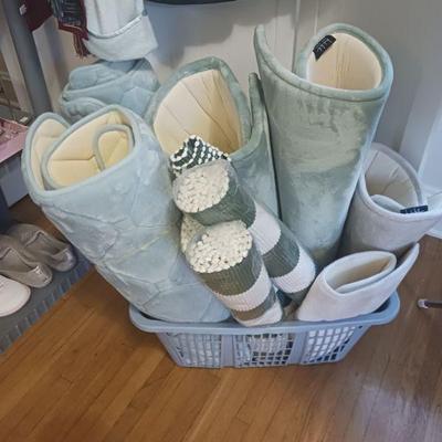 New with tags, Nicole Miller bath mats in pale robin egg blue.