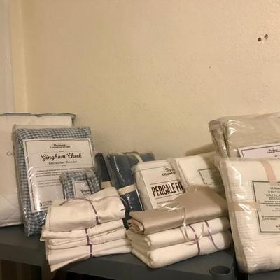 Sumptuous linen, many new in the packaging from The Vermont Country Store, Pottery Barn and LL Bean