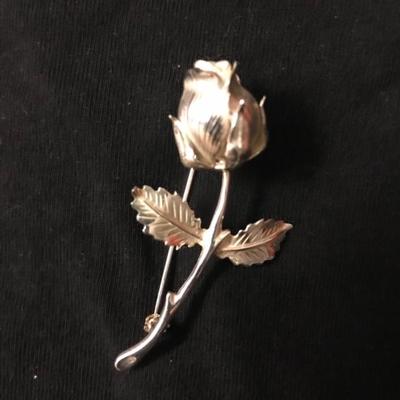 Sterling silver rose pin